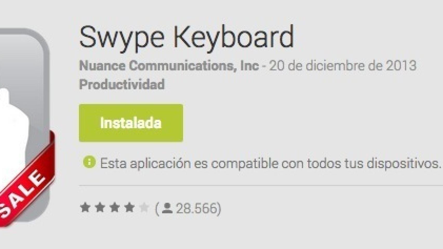 El teclado Swype está rebajado por Navidad. Corre a por él