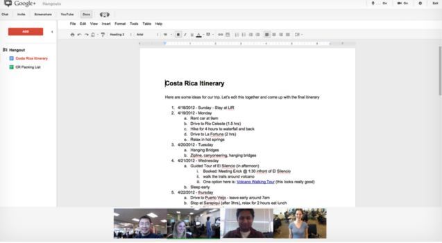 google docs hangouts