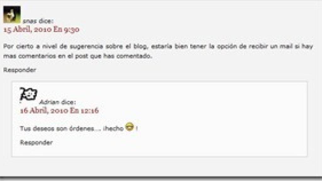 Pequeña actualización de los comentarios