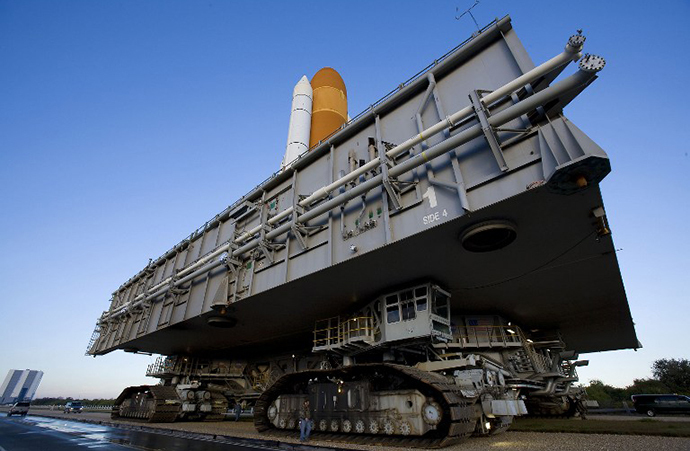 Space Shuttle Discovery Rolls Out To Launch Pad Weeks Before Launch