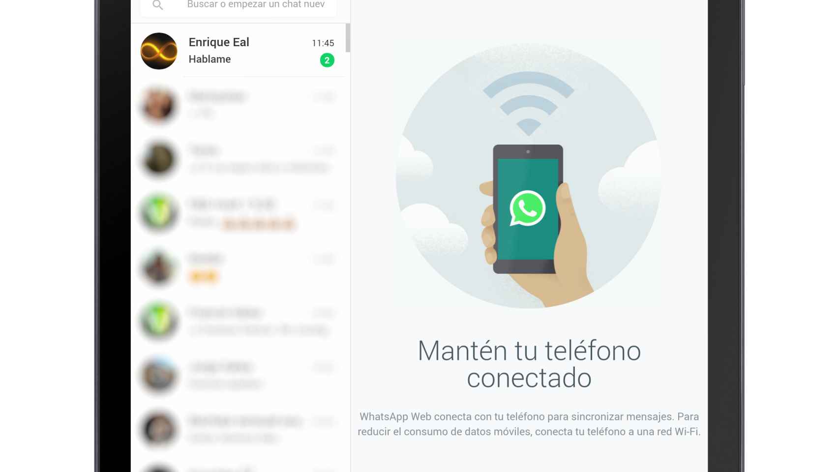 Usa WhatsApp en la tablet con WhatsApp Web