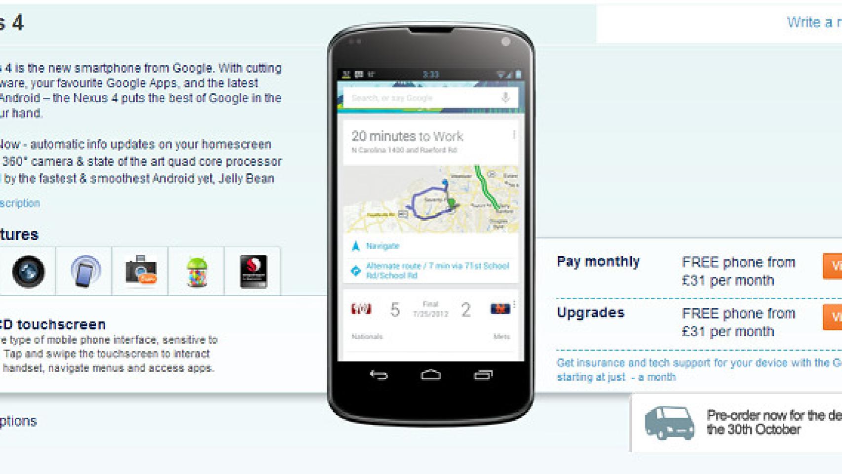 LG Nexus 4 ya disponible en reserva con Carphone Warehouse