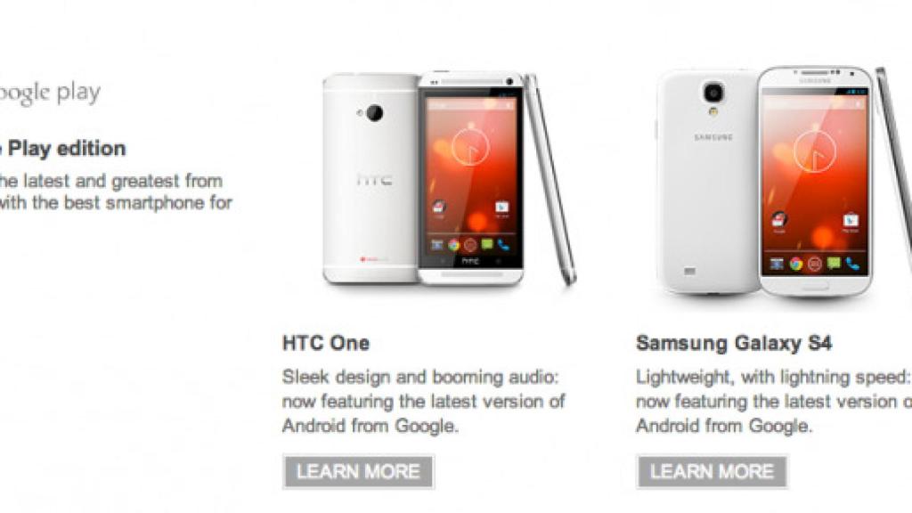 HTC One y Galaxy S4 Google Play Edition ya están en Google Play (USA)