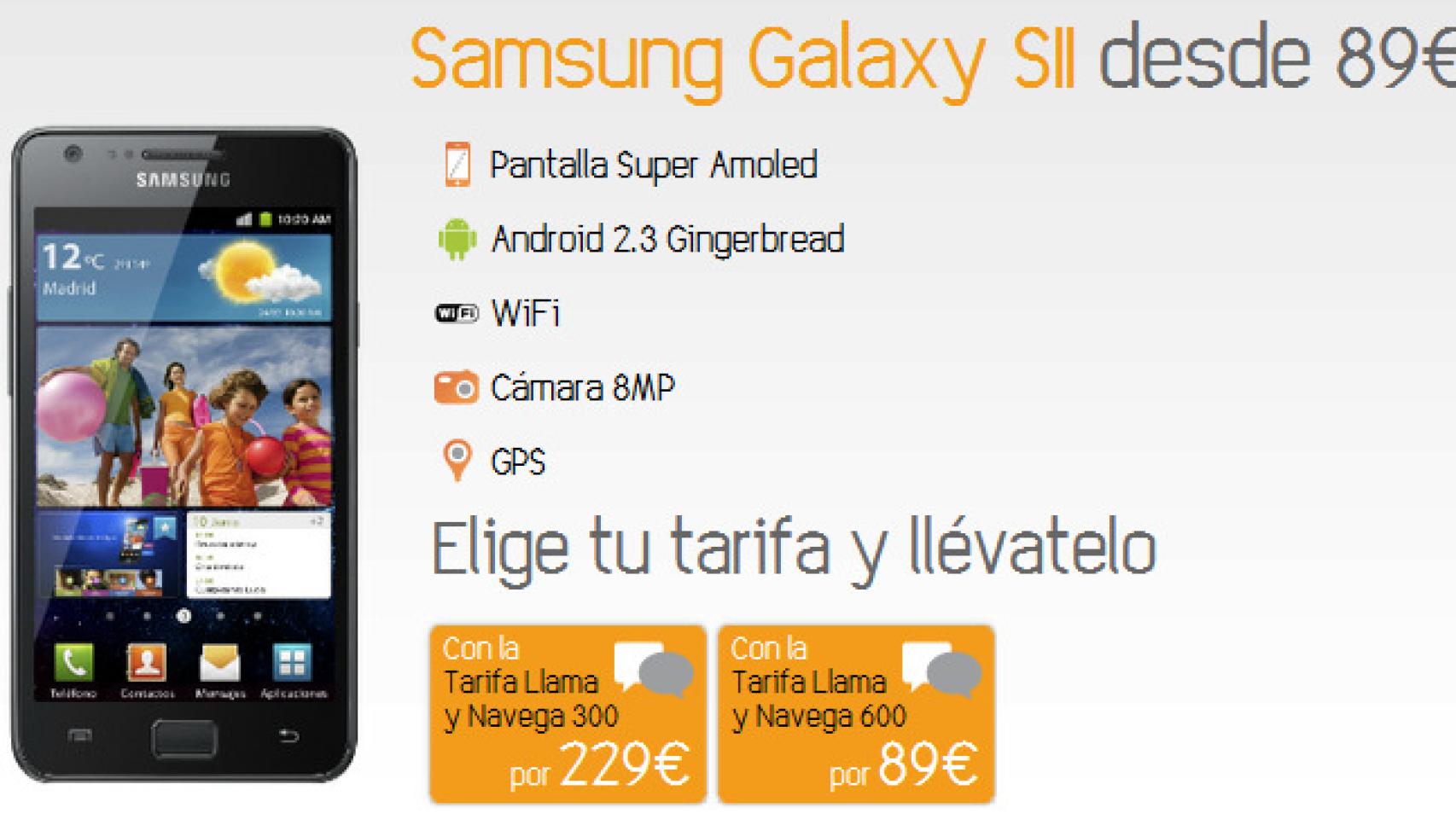 Samsung Galaxy S II con Jazztel Móvil desde 139€