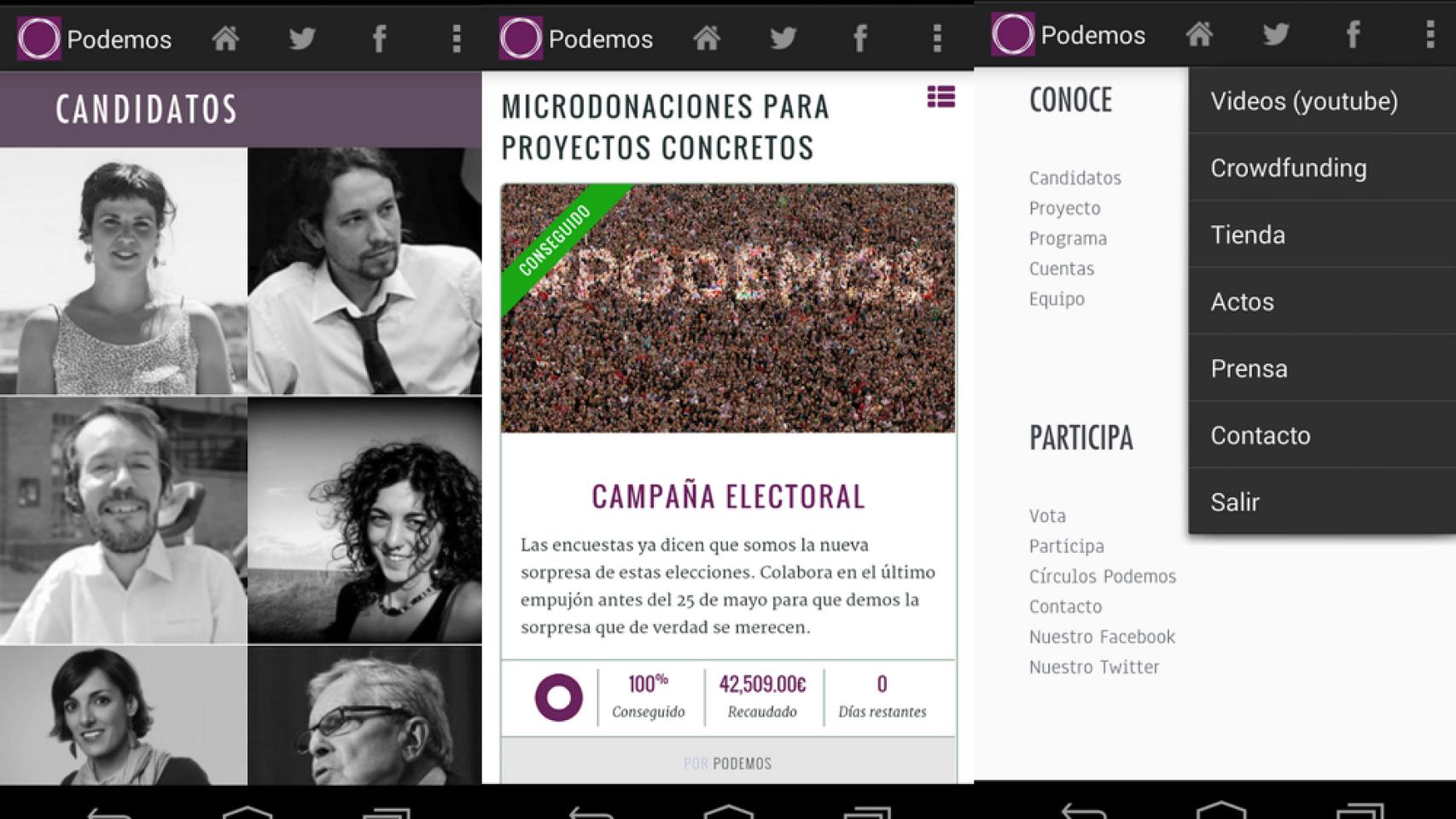 Podemos, la app para Android del nuevo partido político español