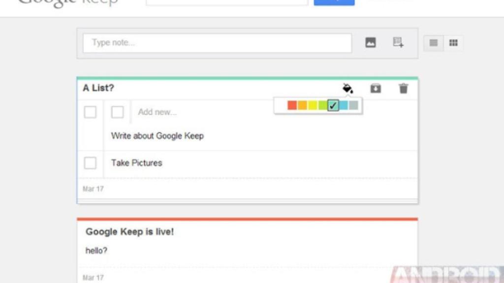Google Keep, la alternativa a Evernote se deja ver