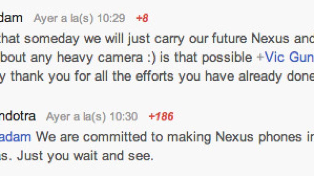 El Compromiso de Google y Vic Gundotra para mejorar las cámaras de los Nexus