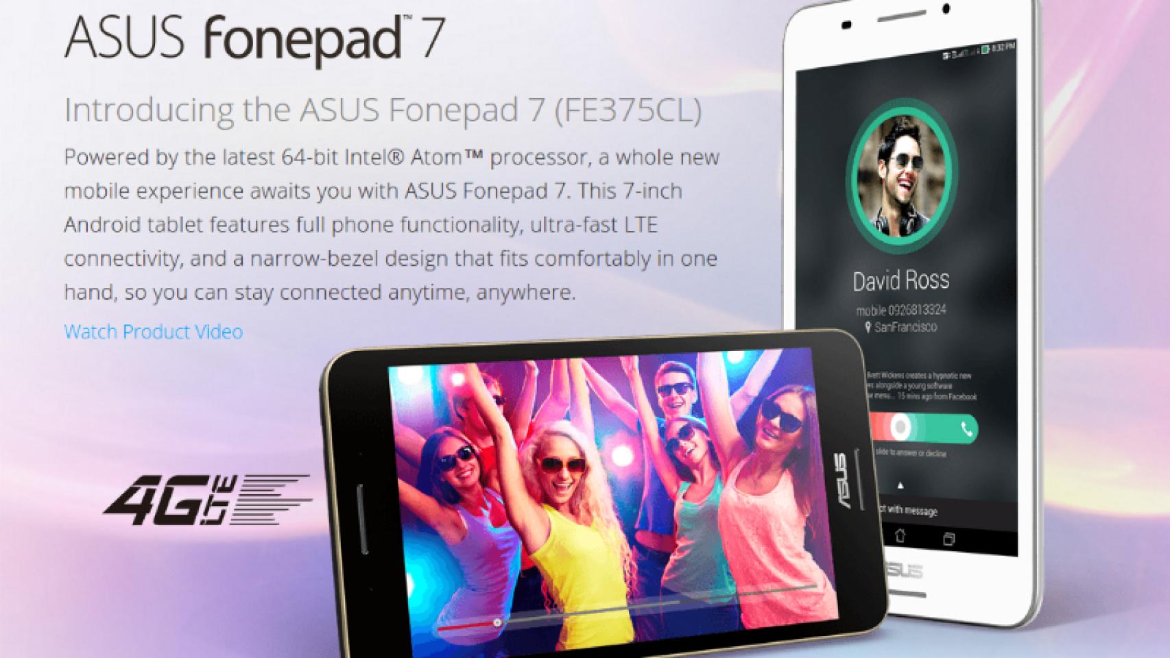 Nueva Asus Fonepad 7 con procesador Intel Z3530, 2GB de RAM y Android 5.0 Lollipop