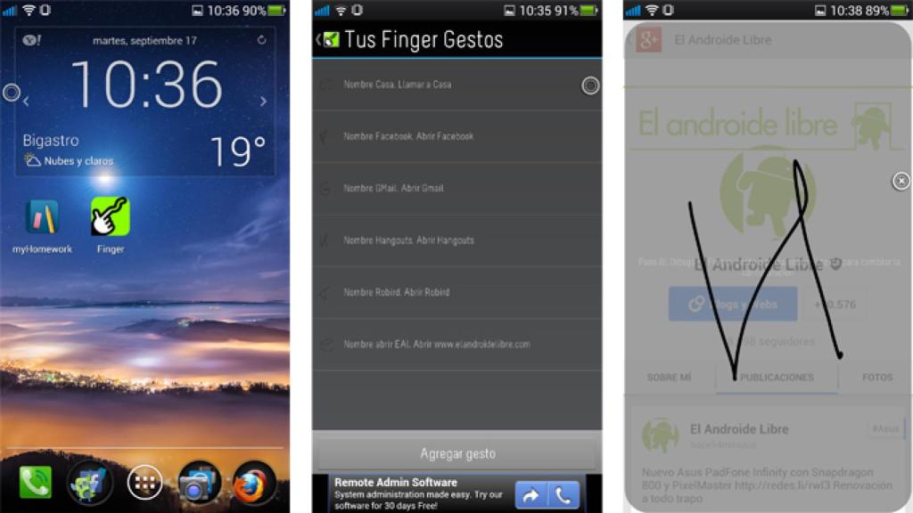 Lanza aplicaciones, llama y accede a decenas de funciones mediante gestos con Finger ShortCuts Launcher