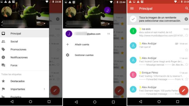 Probamos GMail 5.0, la nueva versión con Material Design y cuentas IMAP/POP