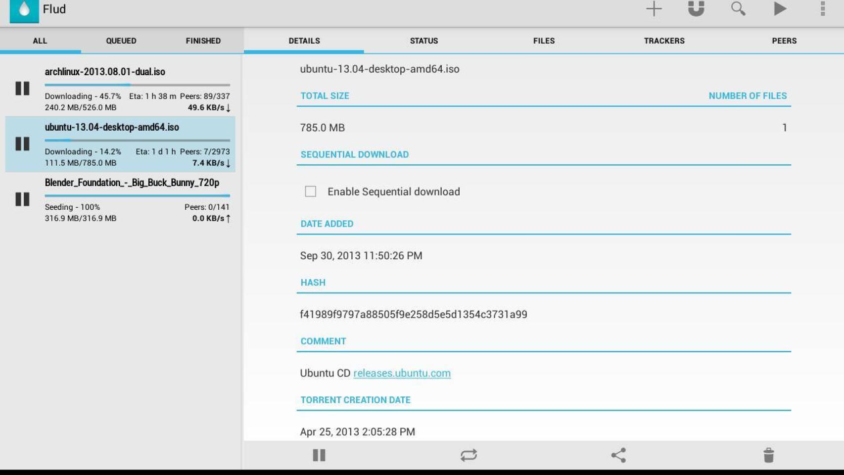 Flud, un cliente Torrent sencillo y completo para tu Android