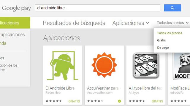 Google Play recupera el filtro de aplicaciones gratis y de pago