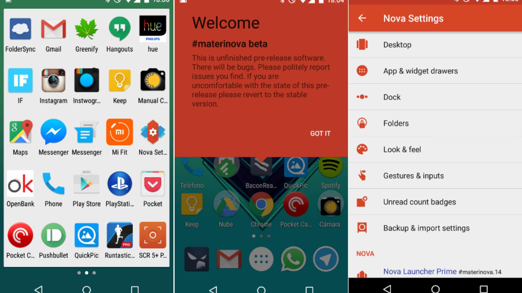 Nova Launcher recibe un brutal rediseño Material Design, primero en Beta