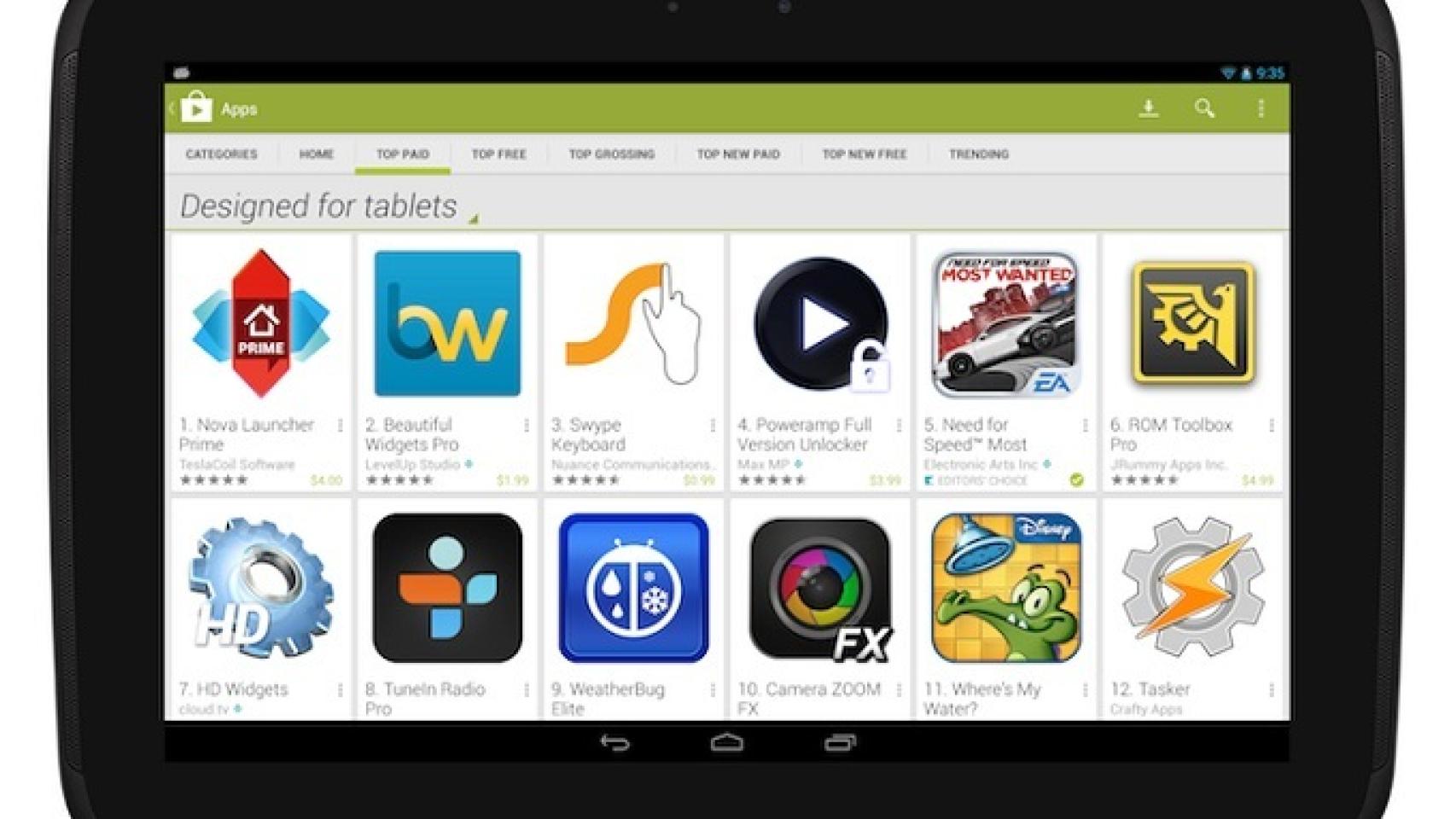 La sección de Aplicaciones diseñadas para Tablets empieza a llegar hoy a Google Play
