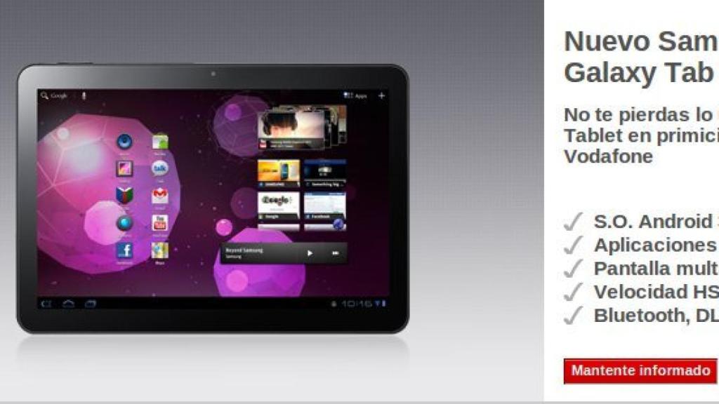 Vodafone apuesta por Android y tendrá en exclusiva la Samsung Galaxy Tab 10.1, el Nexus S, Sony Ericsson Xperia Play y LG Optimus 2X