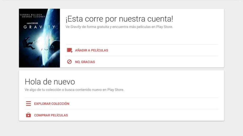 Google regala la película de Gravity a los usuarios del Nexus 5, 7 y 9