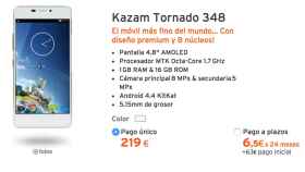 Oferta: Kazam Tornado 348, el móvil más delgado y ligero por 219€