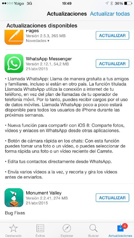 whatsapp llamadas ios