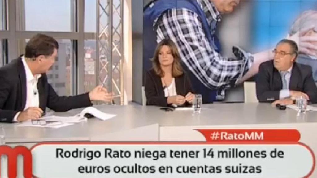 Imagen del momento en que Telemadrid se congela tras acusar a De Guindos de una filtración