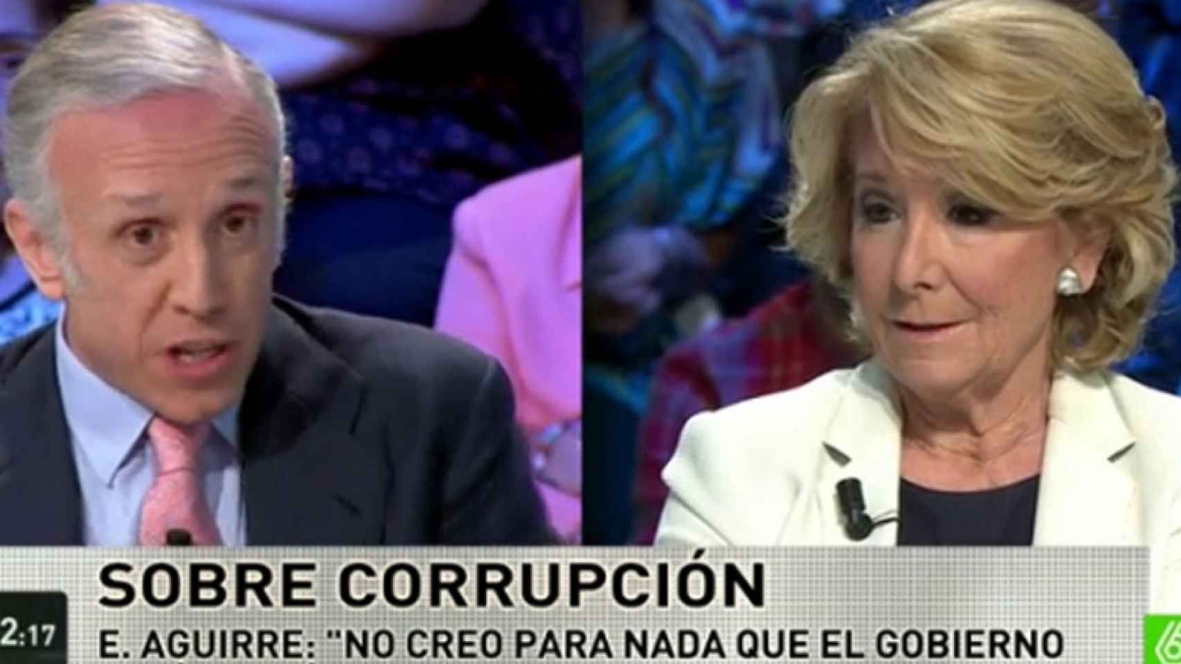 Esperanza Aguirre junto a Eduardo Inda en 'laSexta Noche'