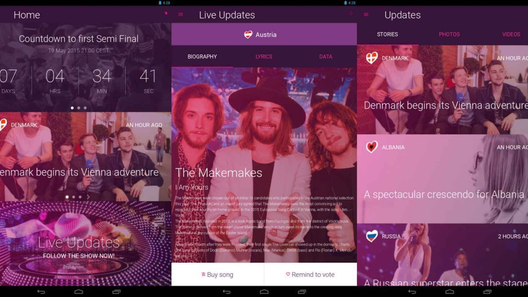 Disfruta de Eurovisión 2015 con la app oficial para Android