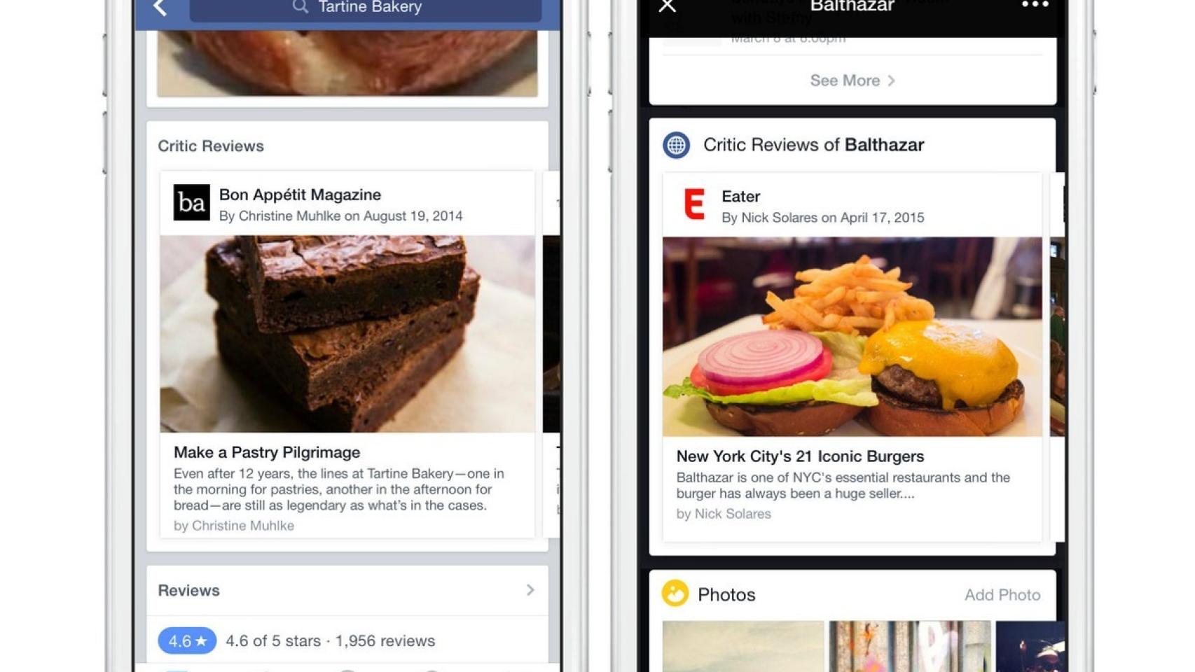 Facebook añade críticas de restaurantes