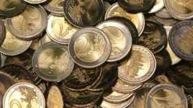 Monedas de dos euros en una imagen de archivo.