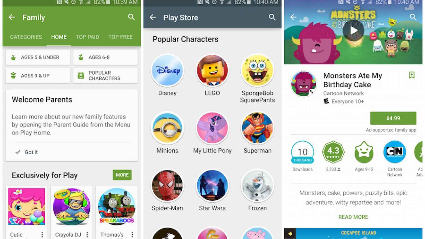 Ya disponible Google Play Familia: un repaso a todas sus secciones