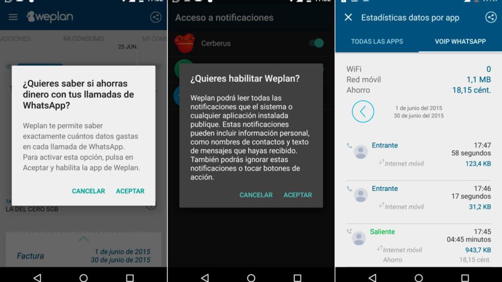 Weplan ahora calcula cuánto ahorras con las llamadas de WhatsApp