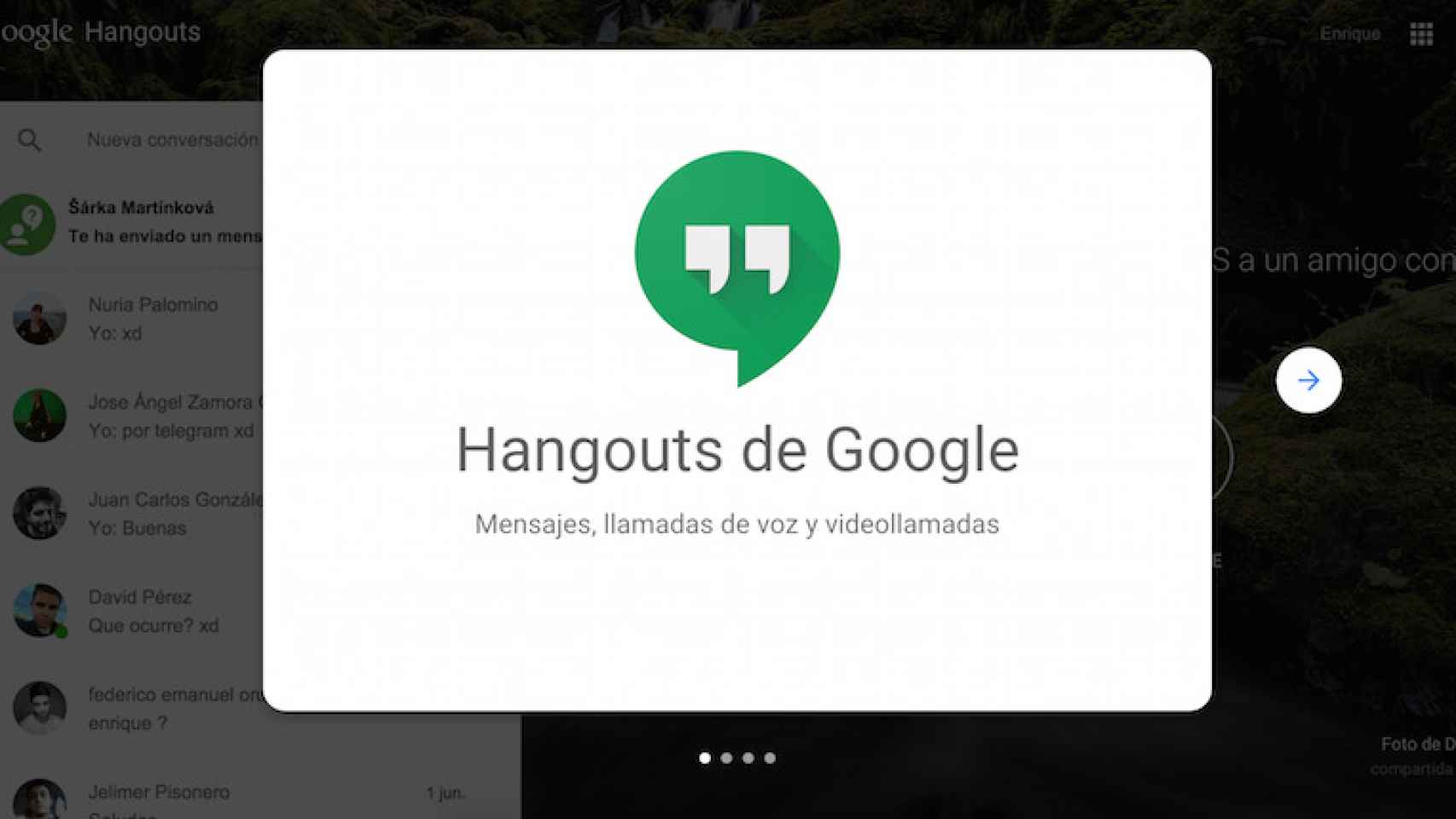 Nueva versión web de Google Hangouts: mensajería, voz y vídeo