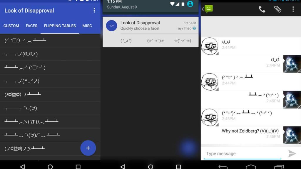 Utiliza los emoticonos Unicode en Android gracias a Look of Disapproval (/ﾟДﾟ)/