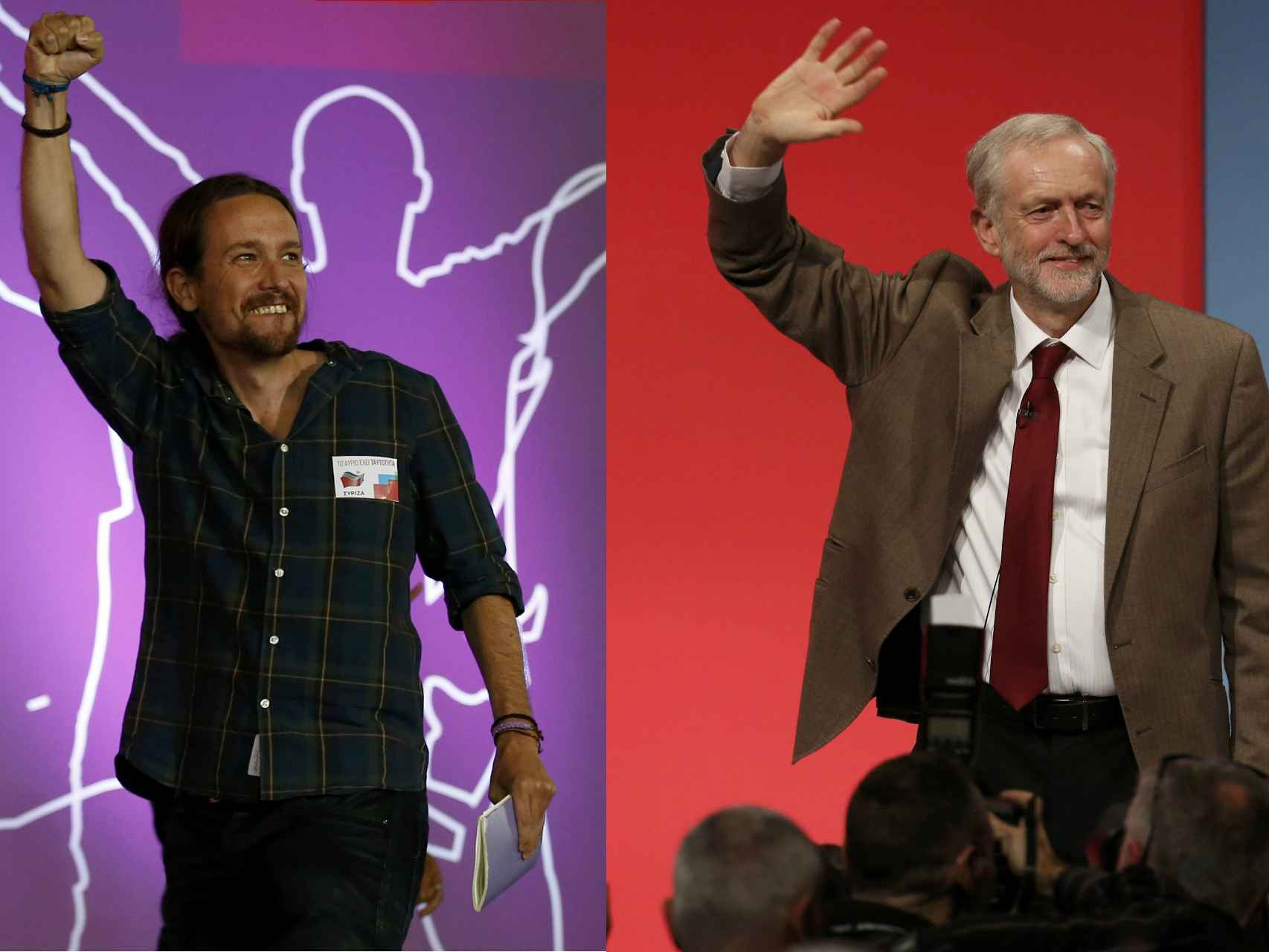 Montaje de imágenes del líder de Podemos, Pablo Iglesias, y el líder del Partido Laborista británico, Jeremy Corbyn.