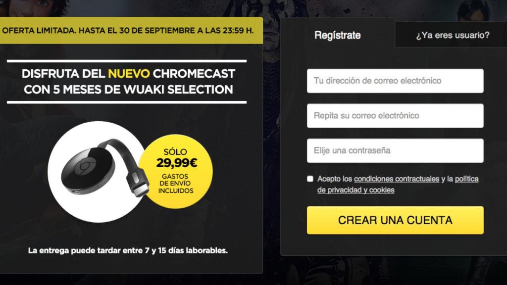 Nuevo Chromecast y 5 meses de Wuaki Selección por 29,99€, disponible sólo hoy
