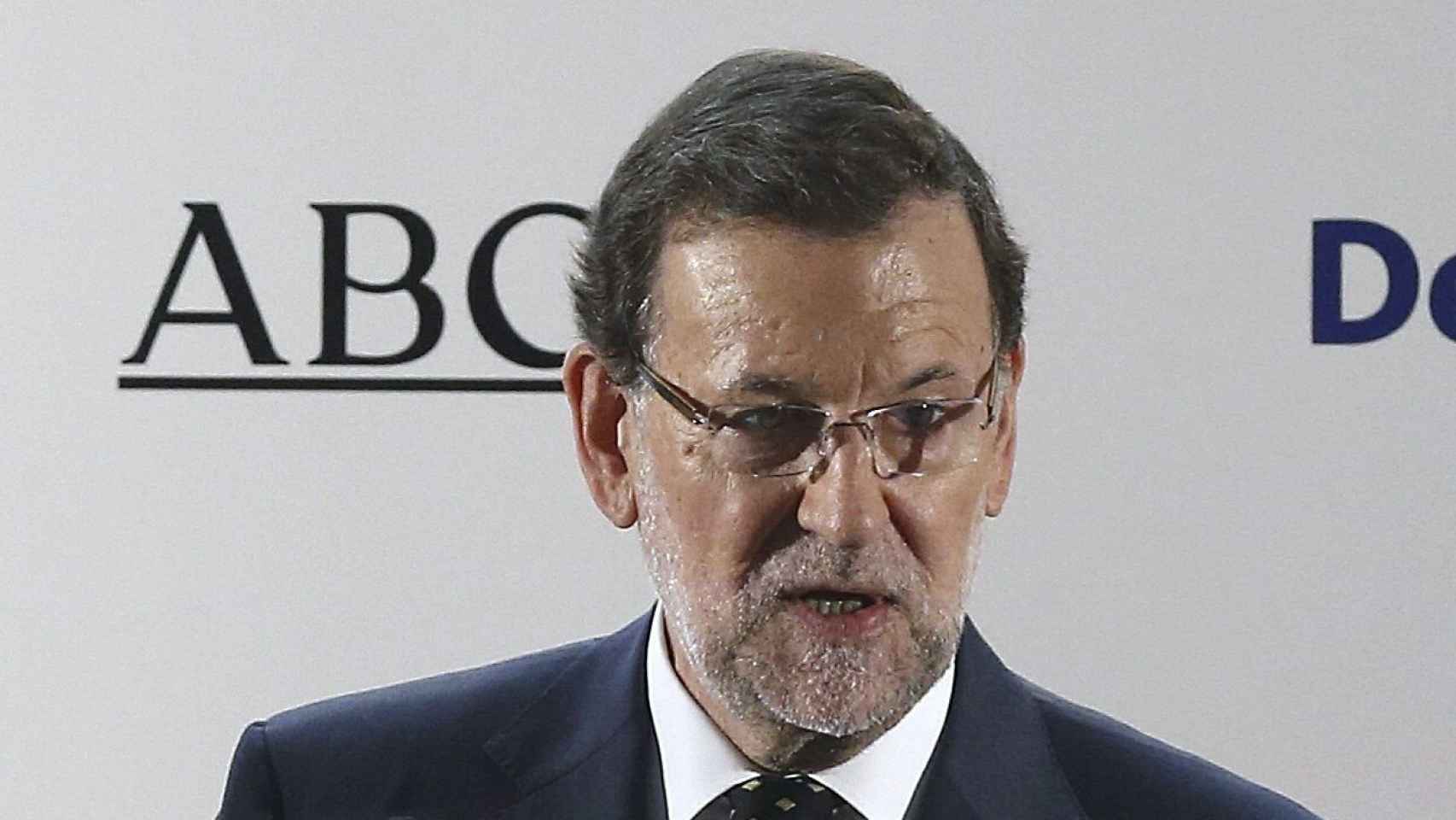 Mariano Rajoy durante su intervención hoy en un almuerzo-coloquio del Foro ABC.