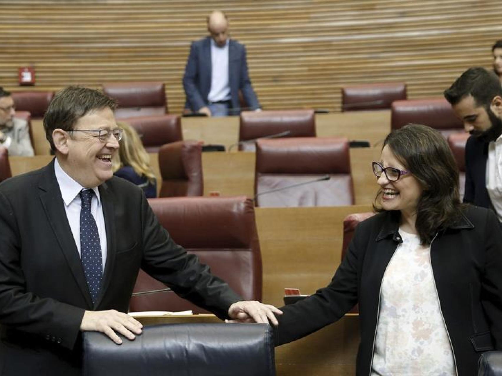 Puig y Oltra, este miércoles en las Cortes de Valencia.