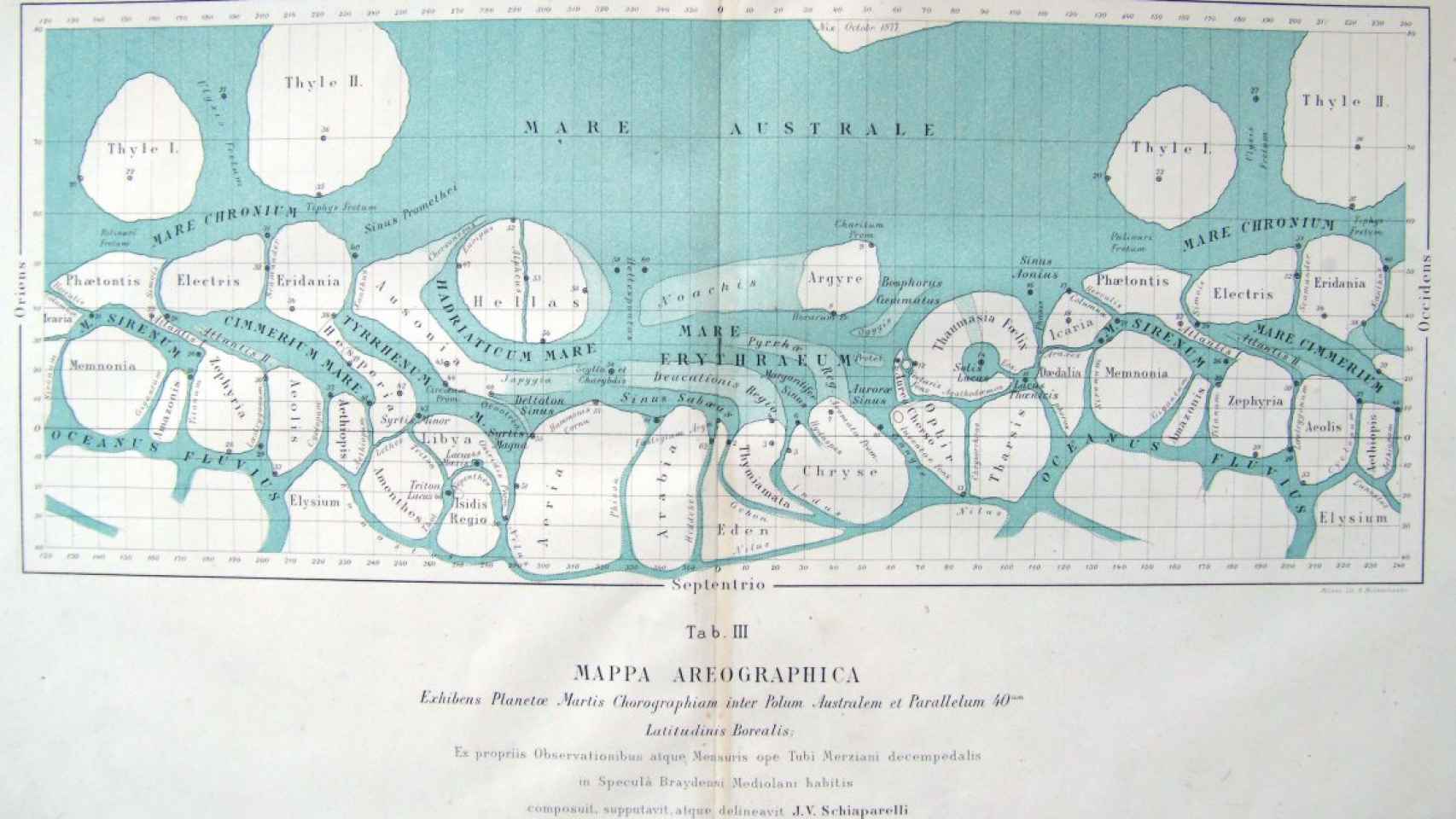 El mapa de Marte de Schiaparelli.