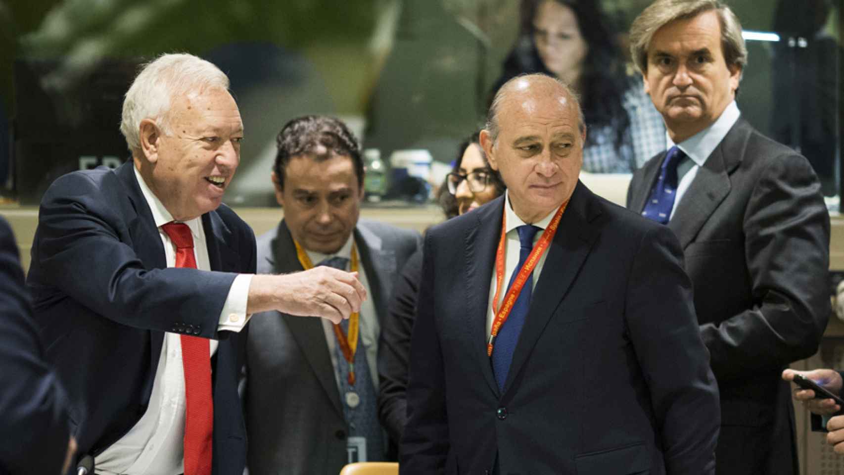 Los ministros Margallo y Fernández Díaz, en el acto celebrado en el Consejo de Seguridad.