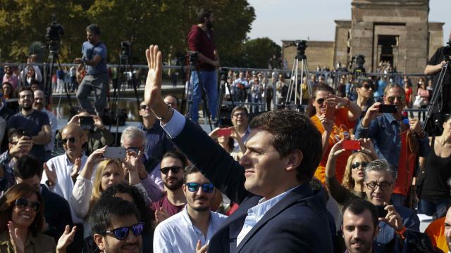 El líder de C's este domingo en el Templo de Debod.