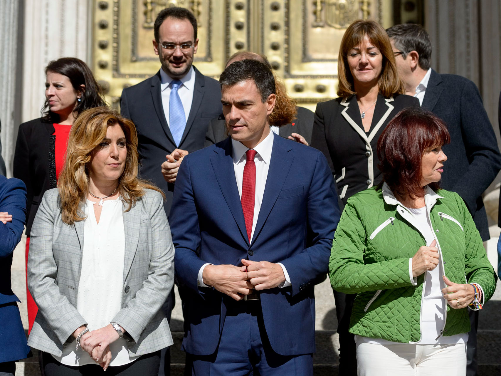 Susana Díaz y Pedro Sánchez este miércoles en la puerta de Congreso.