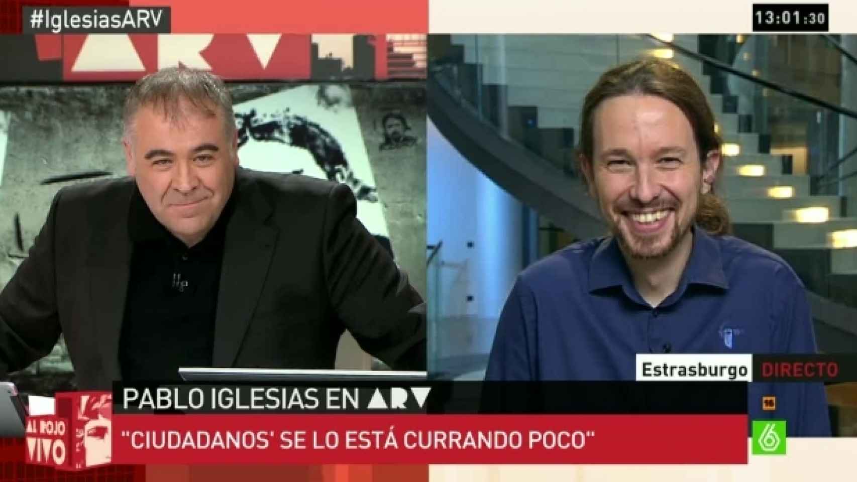 Pablo Iglesias bromea con Ferreras: A la próxima comida invito yo