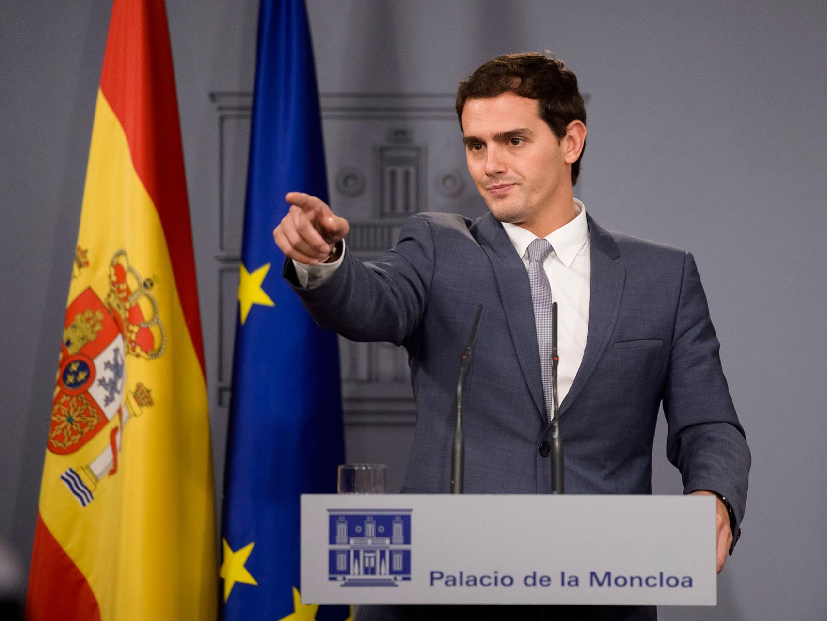 El líder de C'S, durante su comparecencia en Moncloa.