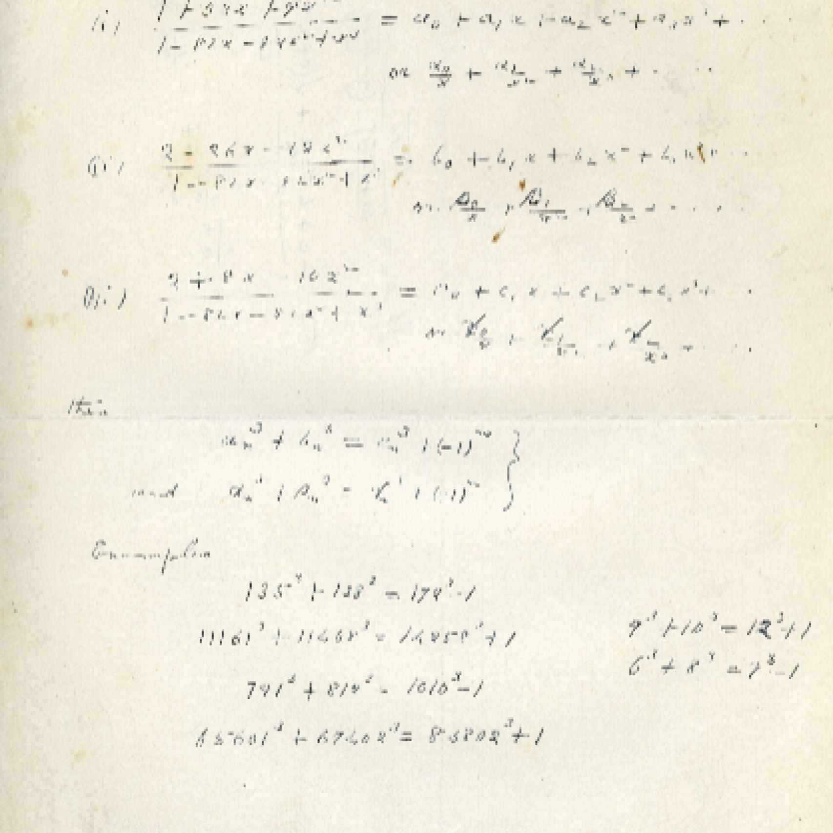 Un ejemplo del trabajo de Ramanujan