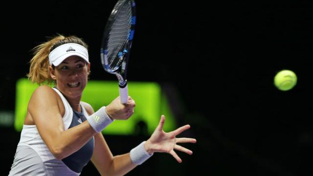 Muguruza, durante su encuentro ante Kvitova en Singapur.