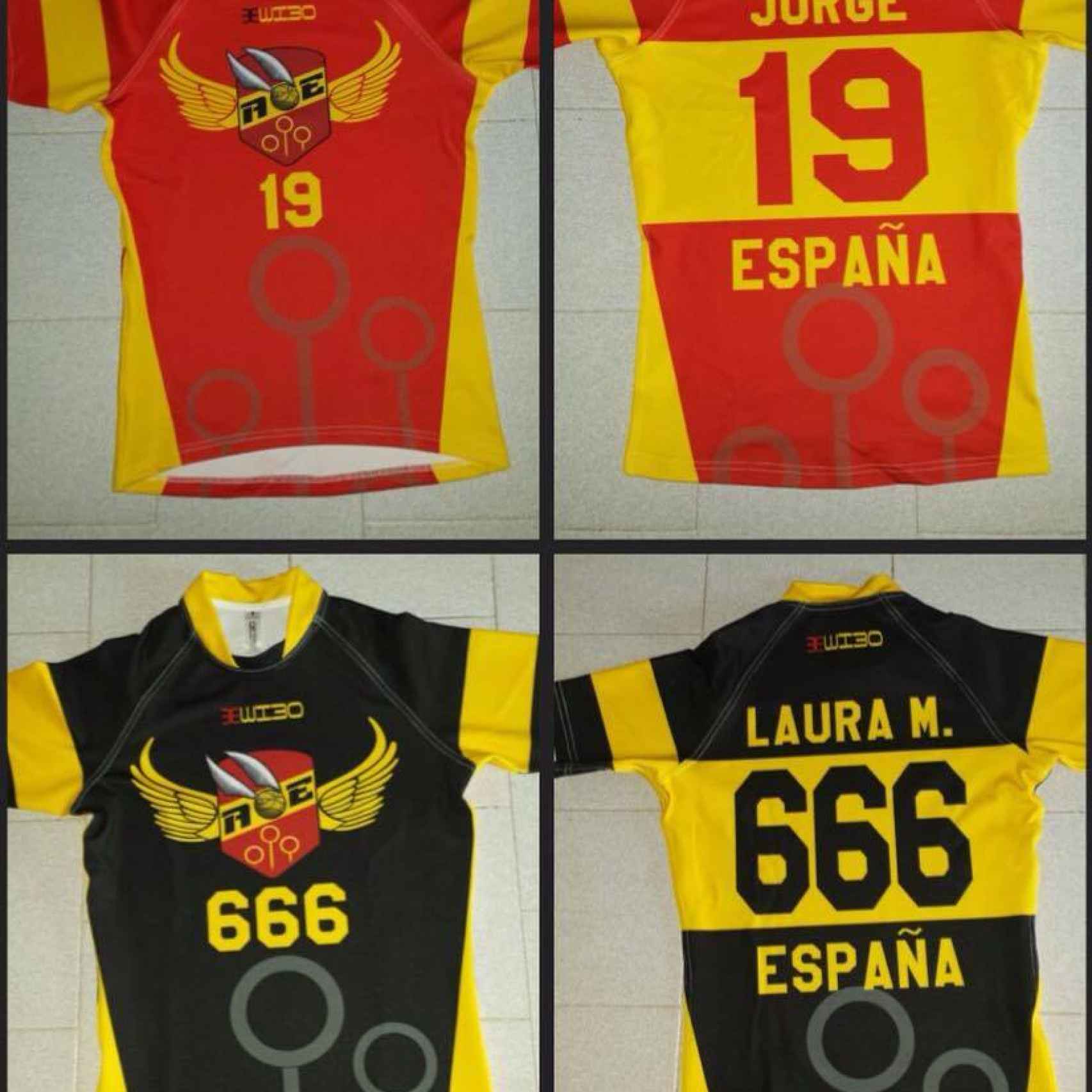 Camisetas de la selección española de Quidditch.