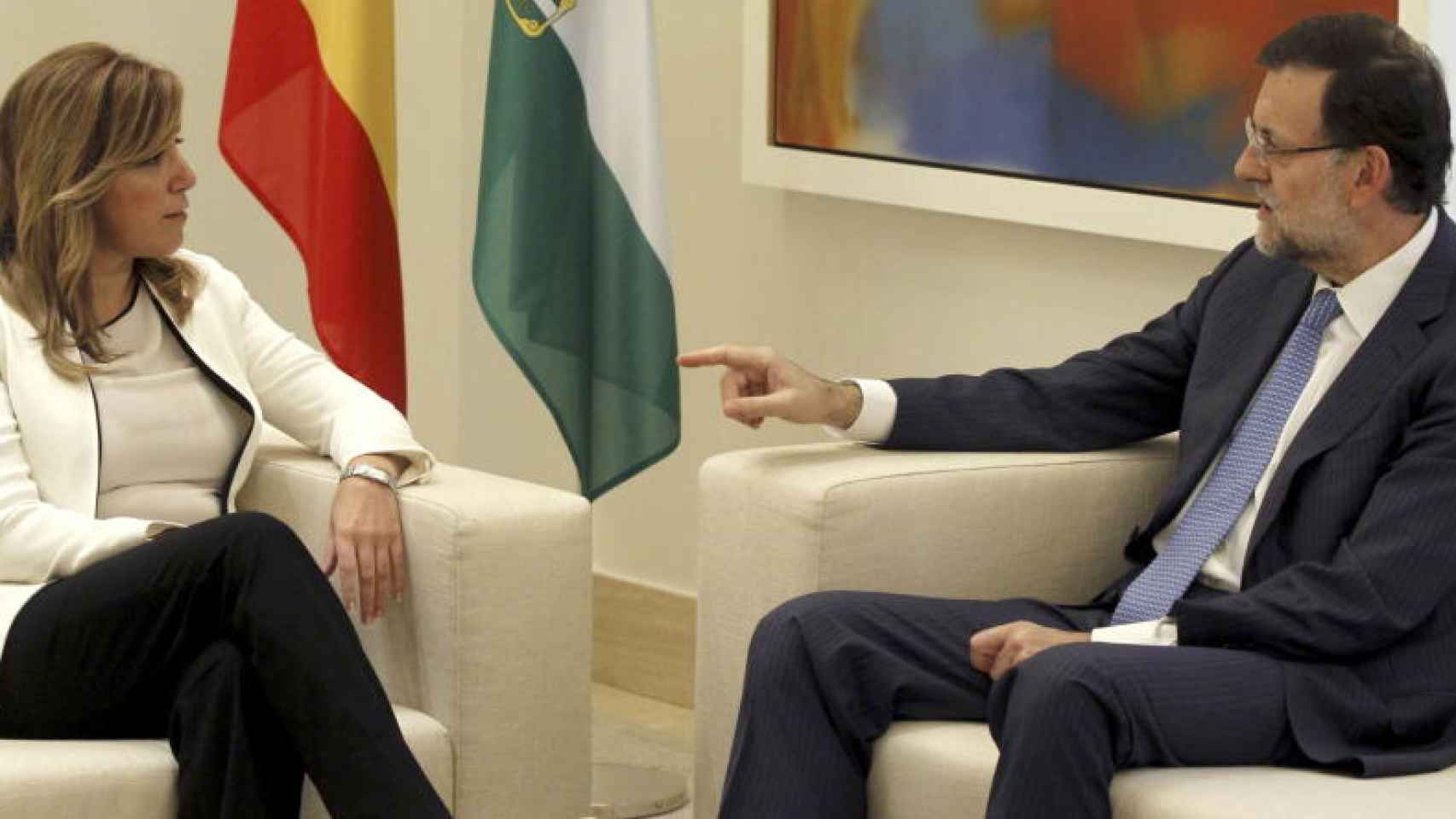 El presidente del Gobierno, Mariano Rajoy, y la presidenta de Andalucía, Susana Díaz, en La Moncloa
