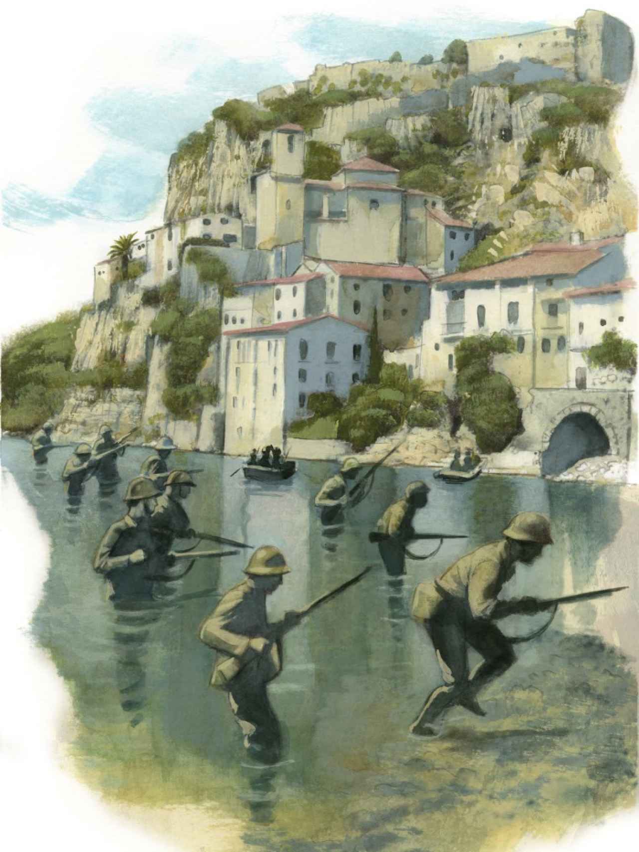 Ilustración de Fernando Vicente sobre la batalla del Ebro