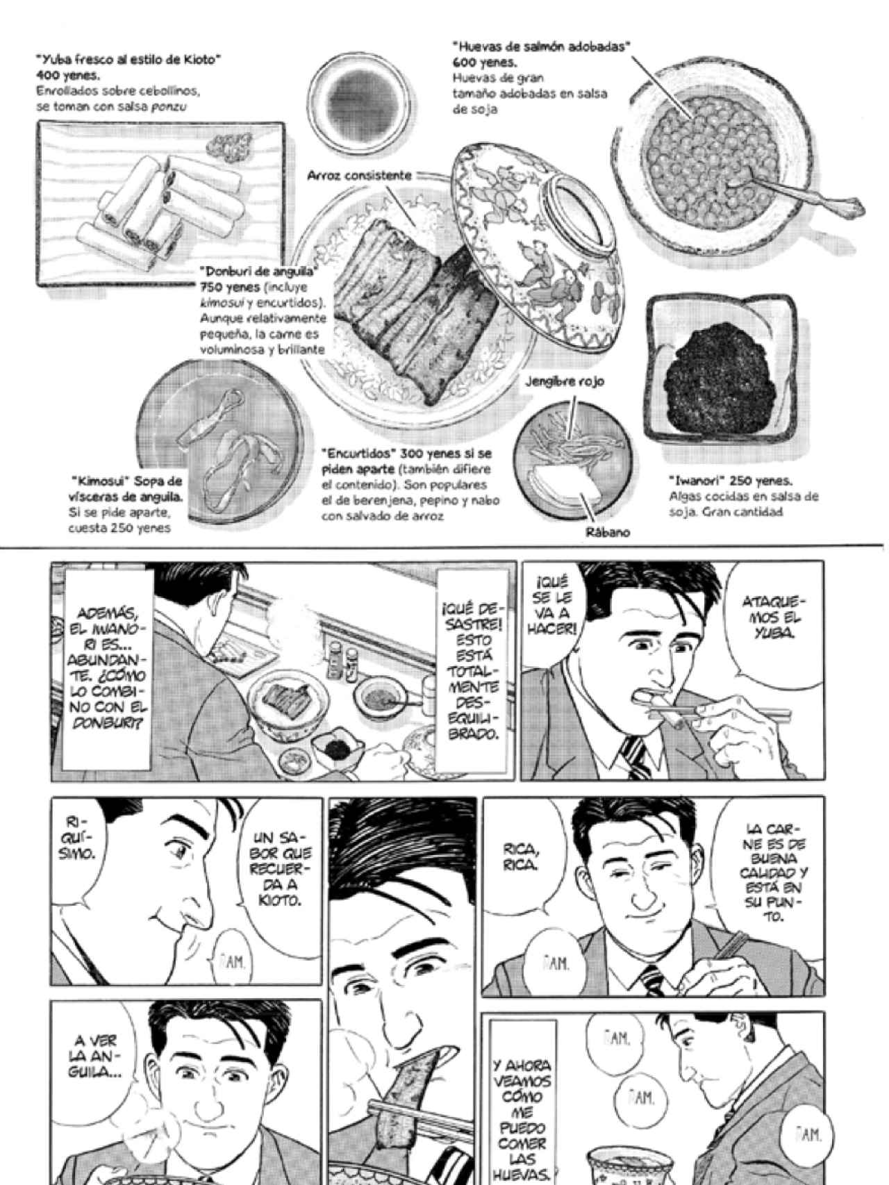Una página del cómic El gourmet solitario.