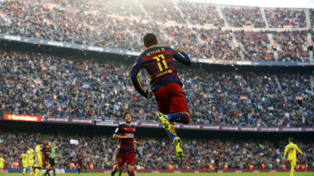 Neymar celebra su gol ante el Villarreal.