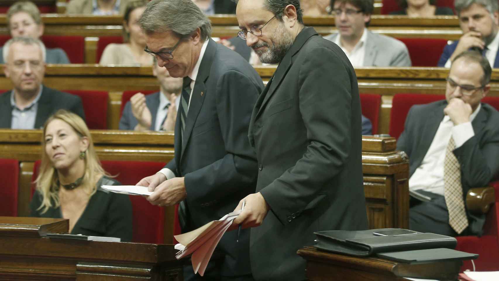 Artur Mas y Antonio Baños este martes en el Parlament