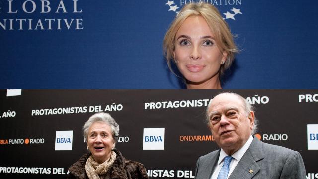 Arriba, Corinna zu Sayn-Wittgenstain. Debajo, el matrimonio Pujol-Ferrusola.